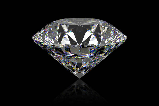istock 3D rendering of diamonds on a black background with reflections 1346461911