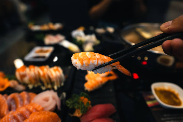 istock Sashimi and sashimion a plate in a Japanese restaurant 1346463953