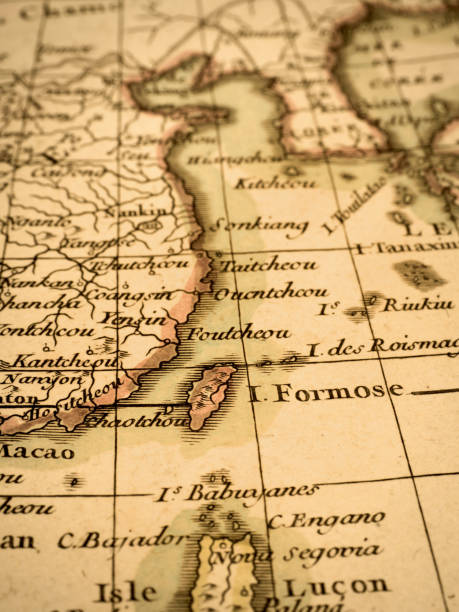 istock Antique world map, Taiwan and China 1346468692