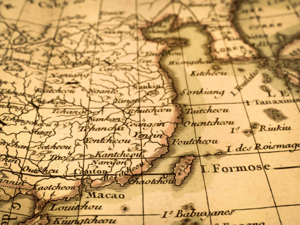 istock Antique world map, Taiwan and China 1346468695