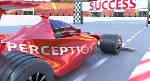 istock Perception and success - pictured as word Perception and a f1 car, to symbolize that Perception can help achieving success and prosperity in life and business, 3d illustration 1346469841
