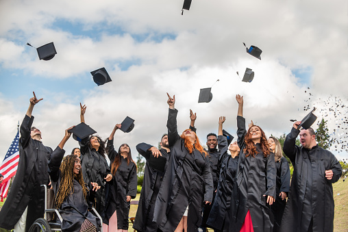 Throwing graduation hats