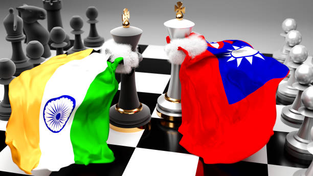 istock India Taiwan crisis, clash, conflict and debate between those two countries that aims at a trade deal or dominance symbolized by a chess game with national flags, 3d illustration 1346474067