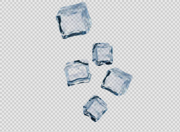 istock Set of four transparent ice cubes in blue colors,vector illustration. 1346483177