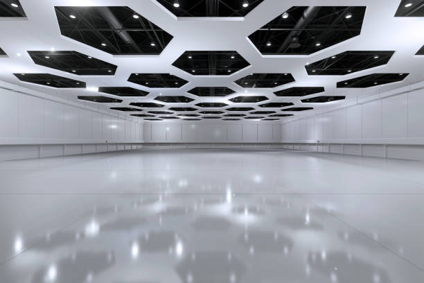 istock Empty hall exhibition centre.The backdrop for exhibition stand, booth,gallery,trade show.Conversation for activity,meeting.Arena for entertainment,event,sports.Indoor  Stadium,art museum.3d render. 1346488066
