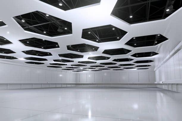 istock Empty hall exhibition centre.The backdrop for exhibition stand, booth,gallery,trade show.Conversation for activity,meeting.Arena for entertainment,event,sports.Indoor  Stadium,art museum.3d render. 1346488067