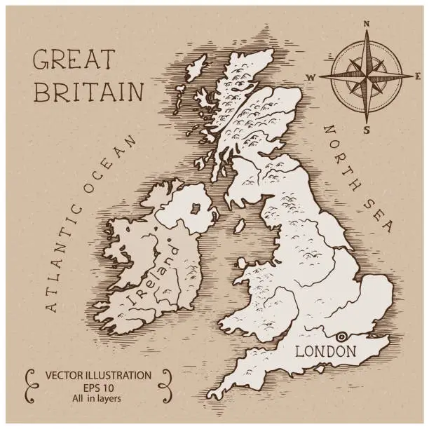 Vector illustration of Vintage Map of Great Britain