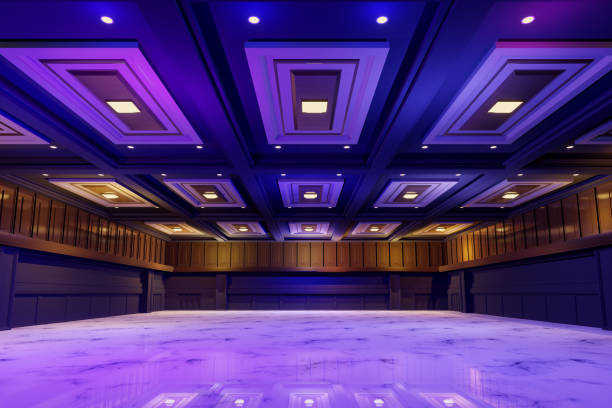 Empty convention hall center with stage.The backdrop for exhibition stands,booth elements. Meeting room for the conference.Big Arena for entertainment,concert,event. ballroom.3d render. Empty convention hall center with stage.The backdrop for exhibition stands,booth elements. Meeting room for the conference.Big Arena for entertainment,concert,event. ballroom.3d render. ballroom stock pictures, royalty-free photos & images