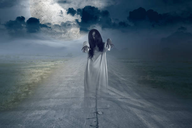 istock Scary ghost woman standing 1346494428