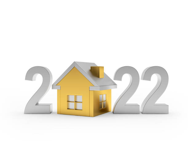 istock Golden house with silver numerals 2022. 1346495242