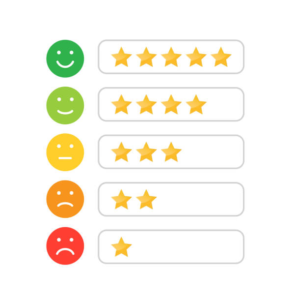 значок рейтинга звезд для веб-сайта и мобильных приложений. обратная связь, оценивающая эмоции. рейтинг удовлетворенности клиентов. вектор - rating star shape ratings ranking stock illustrations