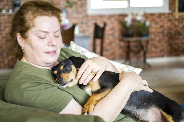 istock Women resting with her dog 1346497771