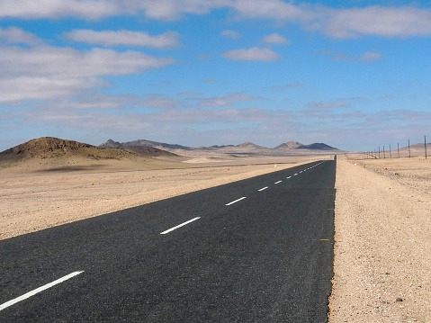 street in the desert in Namibia near Mata Mata national park