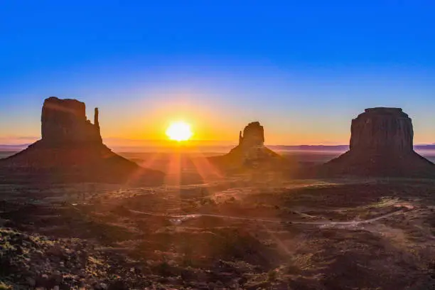 landscape at monument valley in beautiful sunset
