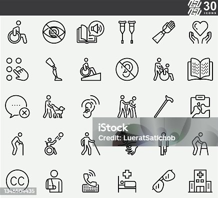 istock Disability , ADA Line Icons 1346504435
