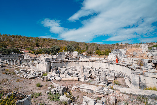 Athens, Greece, the ancient Parthenon temple on the Acropolis hill seen from the Acropolis Museum