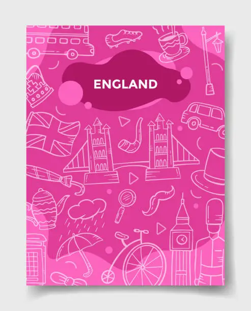 Vector illustration of england or english country nation with doodle style for template of banners, flyer, books, and magazine cover