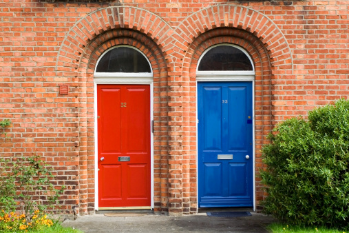 Coloured doors in the capital city of Ireland