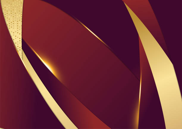 istock Abstract red luxury background with golden line , paper cut style 3d. vector illustration. 1346507917