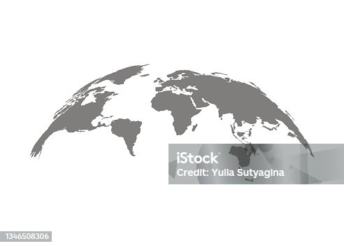 istock World map earth, international globe, grey template. Circle earth. Country travel worldwide concept. Background continent. Vector illustration 1346508306