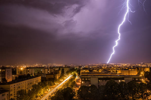istock Lightning over the city 1346508450