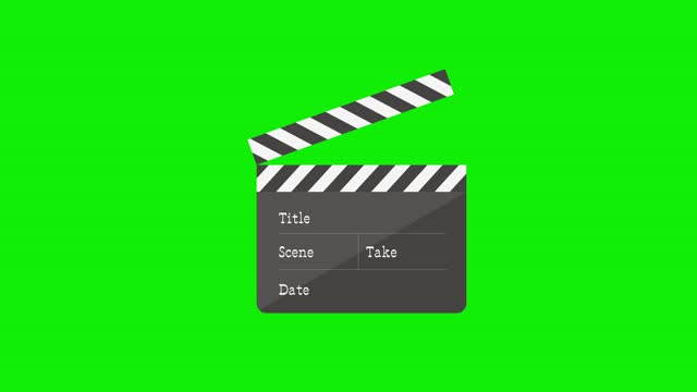 4K clapperboard action animation ( green background for chroma key use )