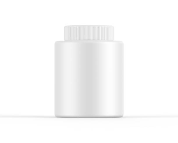 Plastic jar bottle mockup template on isolated white background, ready for design presentation, 3d illustration