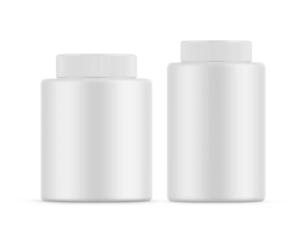 istock Plastic jar bottle mockup template on isolated white background, ready for design presentation, 3d illustration 1346512089