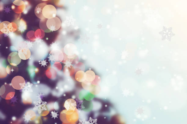 istock Christmas panoramic background with balls, snowflakes and bokeh. 1346512139