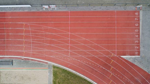istock Stadium track for running and athletics competitions. New synthetic rubber treadmill 1346516419