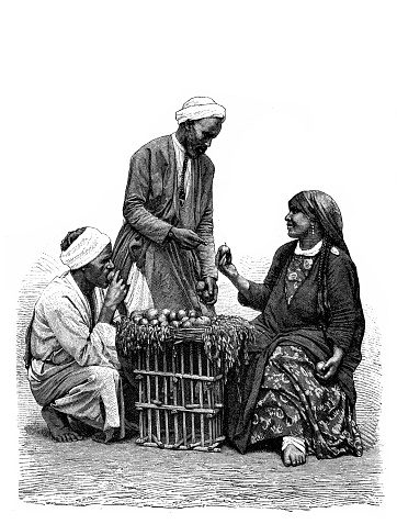 Illustration of a Fruit seller in Egypt