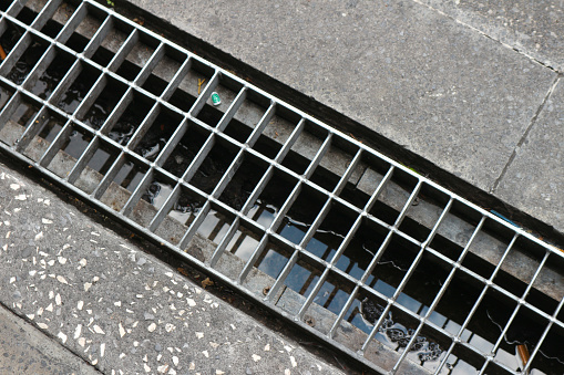 water drainage channel on the side of the road.