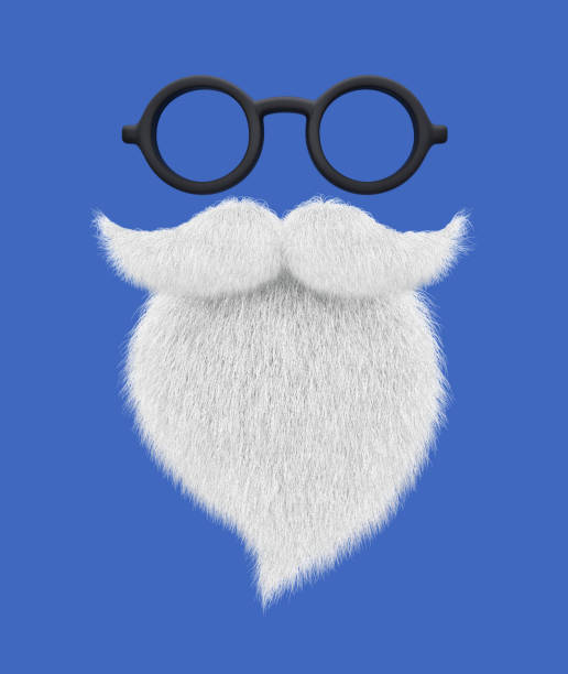 istock Santa's  beard, mustache and glasses isolated on blue background 1346518862