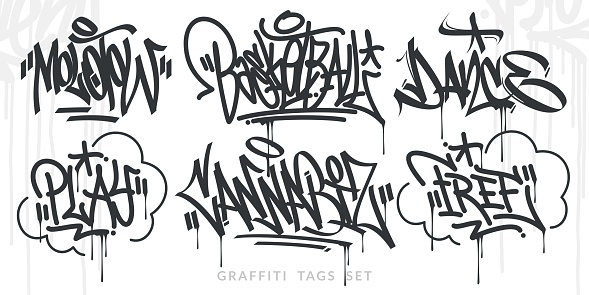 Abstract Handwritten Hip Hop Urban Street Art Graffiti Style Words Vector Illustration