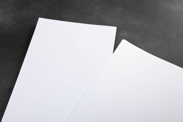 istock Blank flyer poster a4 or a5 paper isolated on black, place for your mock-up design  a4 or a5 paper isolated on black, place for your mock-up design 1346520175