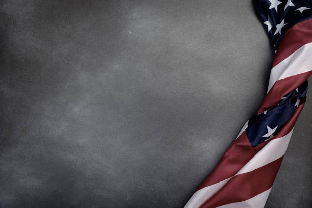 istock Vintage american flag on grunge background with space for text 1346521065