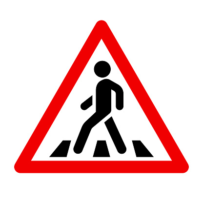Pedestrian crossing Road Sign. Vector illustration.