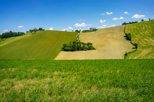 A view at the beautiful Swiss mountain landscape of Appenzell, view from Hoher Kasten cable car