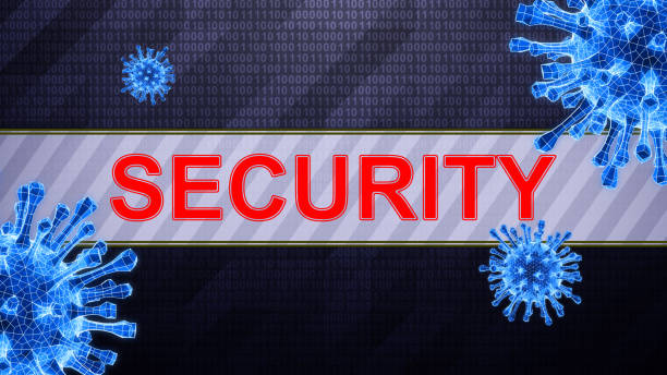 istock Virus as 3D mesh is detected on dark hi-tech background in binary cyberspace during scan. 1346523392