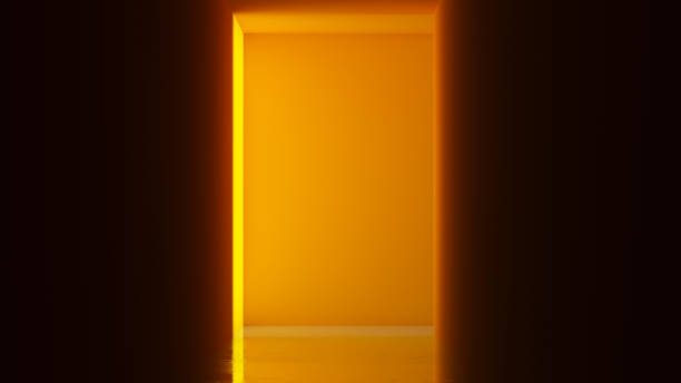 istock Empty Pumpkin Orange Corridor with a Polished Shiny Floor Futuristic 1346528862