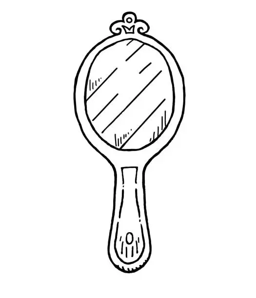 Vector illustration of Hand mirror sketch illustration