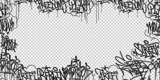 추상 힙합 스트리트 아트 그래피티 스타일 어반 서예 벡터 일러스트 프레임 - typescript graffiti computer graphic label stock illustrations
