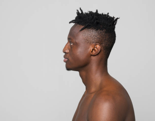 istock Profile of shirtless young man 1346531366