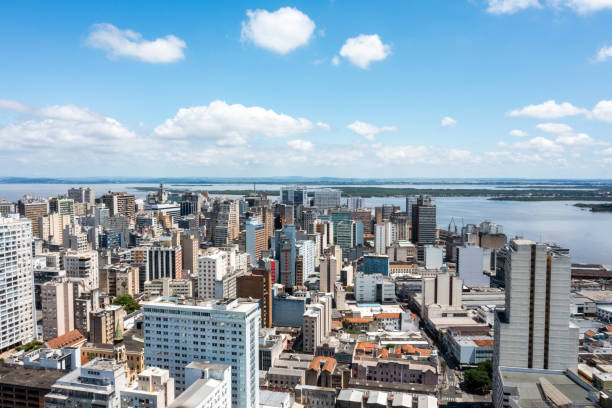 Aerial view of Porto Alegre and Guaíba river, Brazil Aerial view of Porto Alegre and Guaíba river, Brazil porto alegre stock pictures, royalty-free photos & images