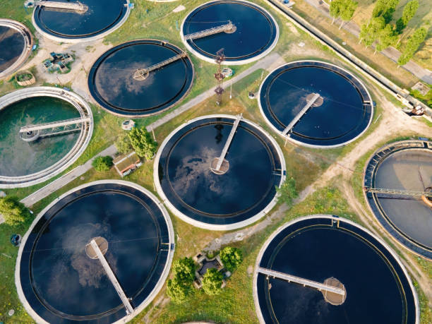 istock Aerial view of Recirculation Solid contact Clarifier Sedimentation Tank 1346535424