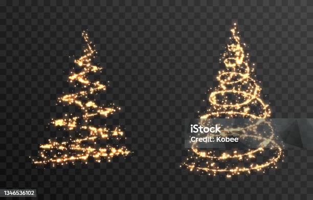 Vector Glowing Christmas Tree On An Isolated Transparent Background Stok Vektör Sanatı & Yılbaşı Ağacı‘nin Daha Fazla Görseli