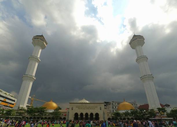 Bandung, Indonesia - 06/28/2017 :  Photo of the Great Mosque in Bandung Square which is visited by many visitors