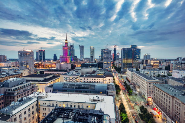 istock Warsaw, Poland panorama at night 1346539171