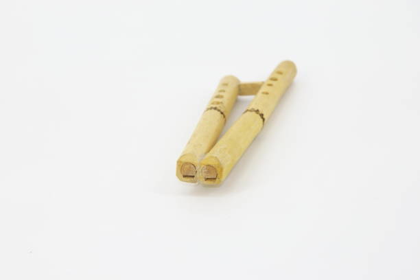 istock Double barrel traditional wooden flute 1346542182