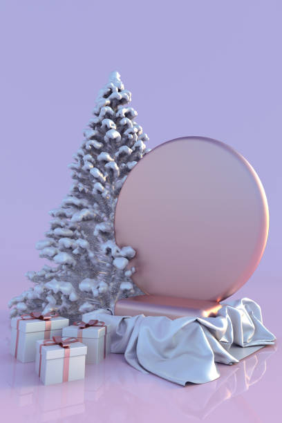 istock 3D festive round podium, Christmas tree and gift boxes isolated on pink pastel background. Merry Christmas and New Year 2022 concept. 1346542264